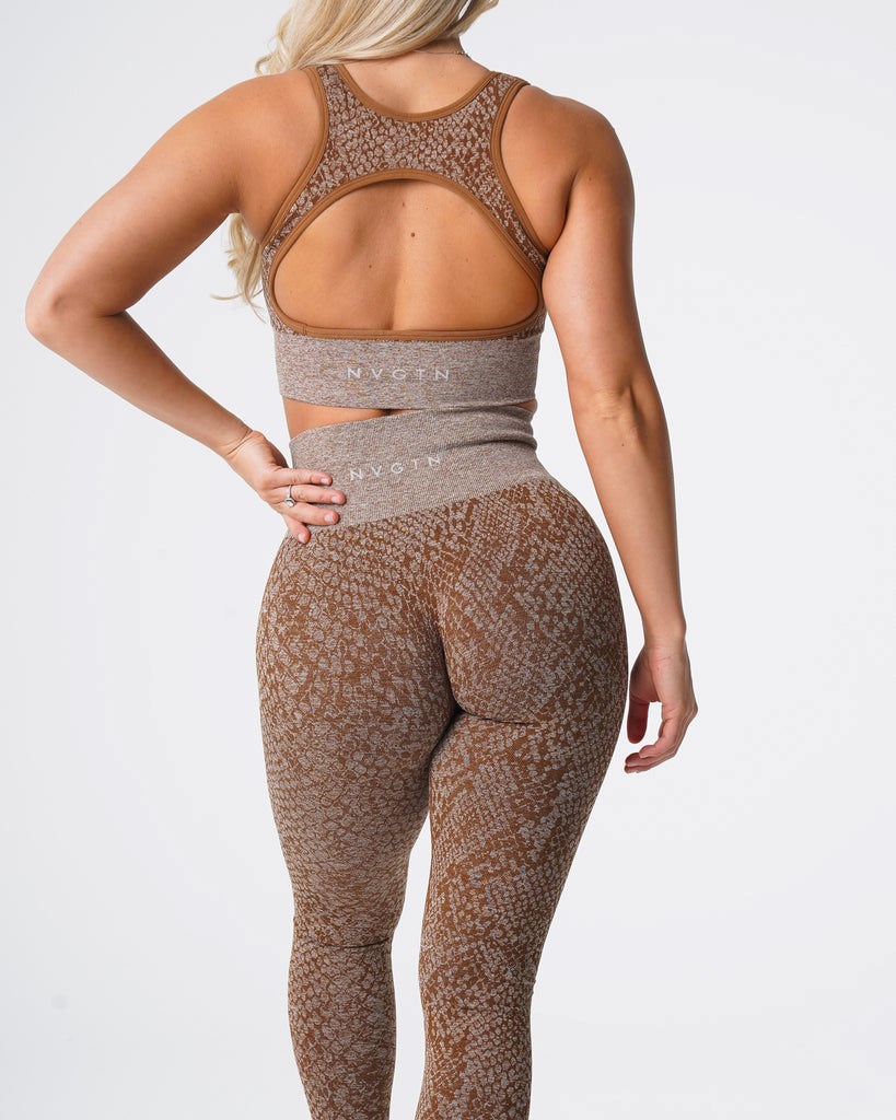 NVGTN Snakeskin Seamless Leggings Mocha  Leggings Femme | HID-5880471