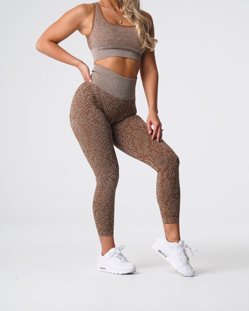 NVGTN Snakeskin Seamless Leggings Mocha  Leggings Femme | HID-5880471