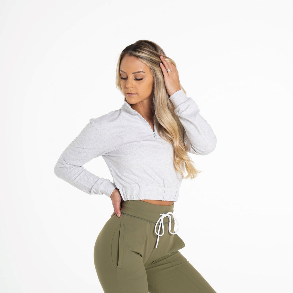 NVGTN Power Cropped Pullover Grise Clair  Hauts Femme | XDJ-0903010