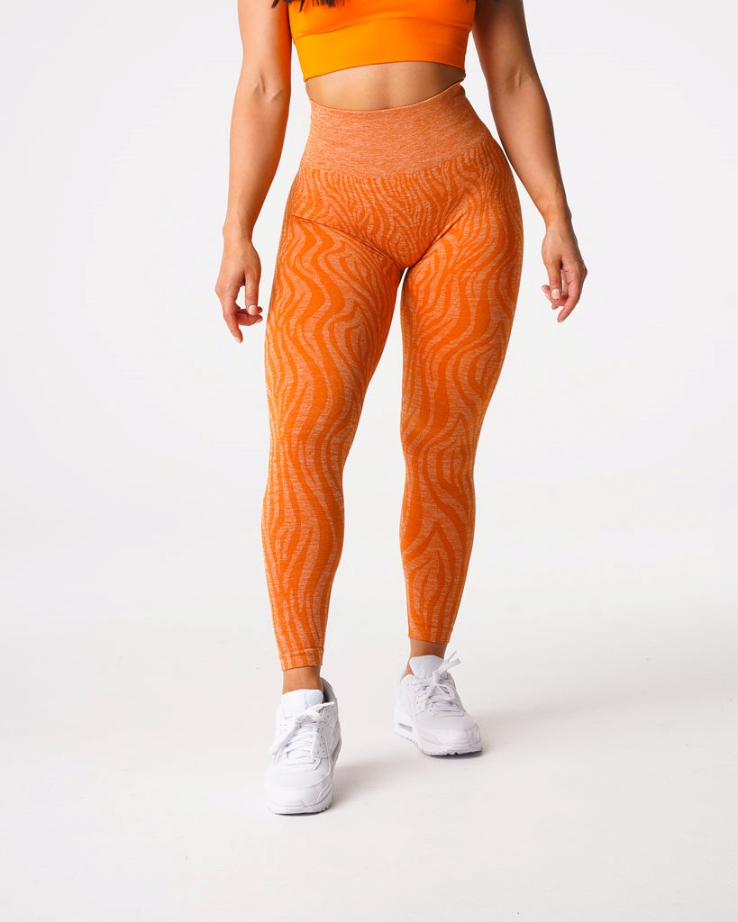 NVGTN Zebra Seamless Leggings Orange  Leggings Femme | FIA-3748991