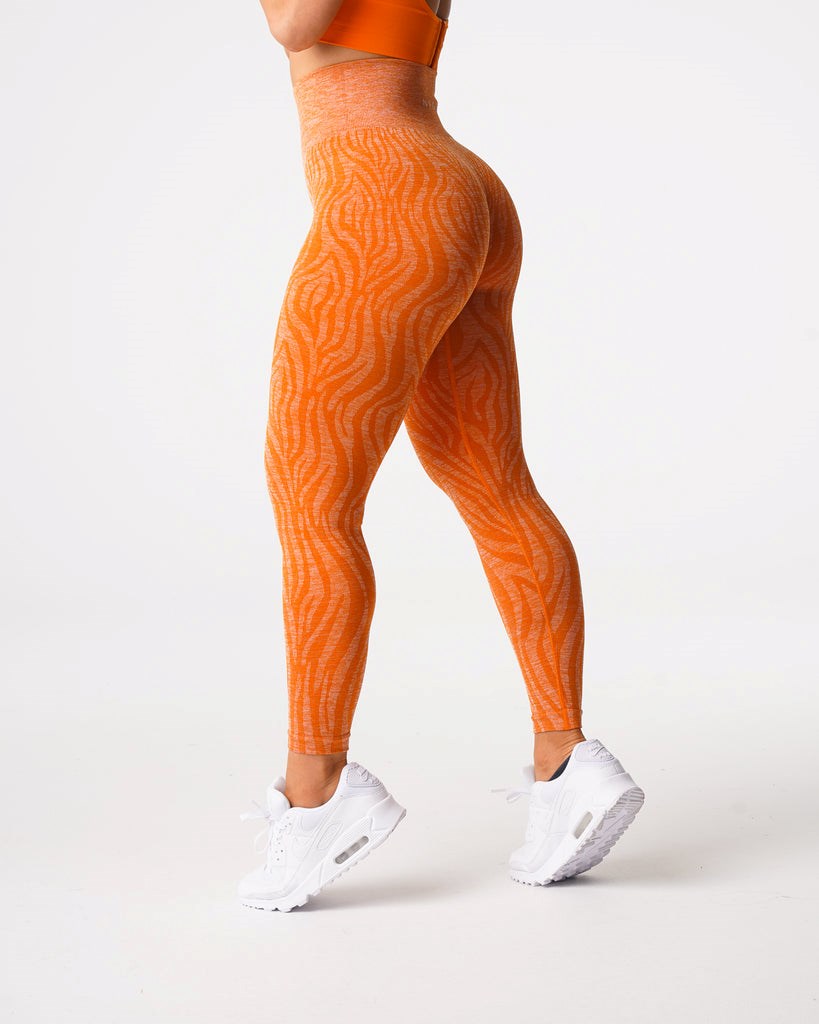 NVGTN Zebra Seamless Leggings Orange  Leggings Femme | FIA-3748991