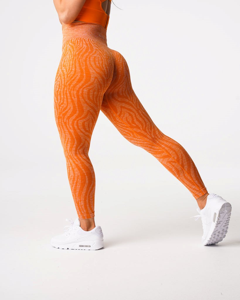 NVGTN Zebra Seamless Leggings Orange  Leggings Femme | FIA-3748991