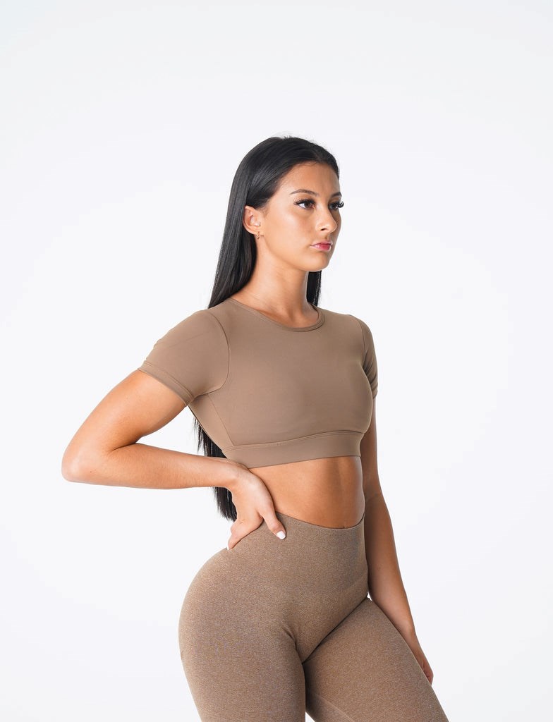 NVGTN Open Back Tee Mocha  Hauts Femme | YCS-3207858