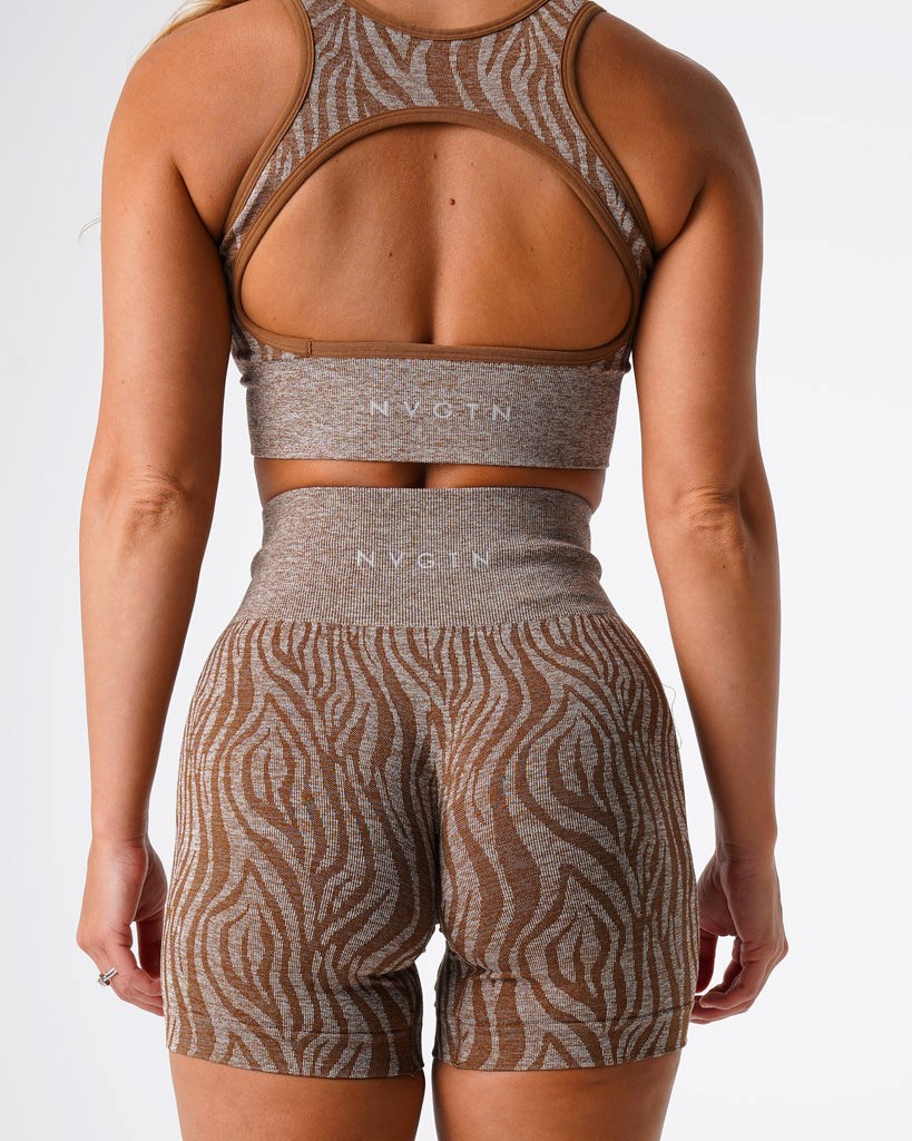 NVGTN Zebra Seamless Shorts Mocha  Shorts Femme | JVN-1174819