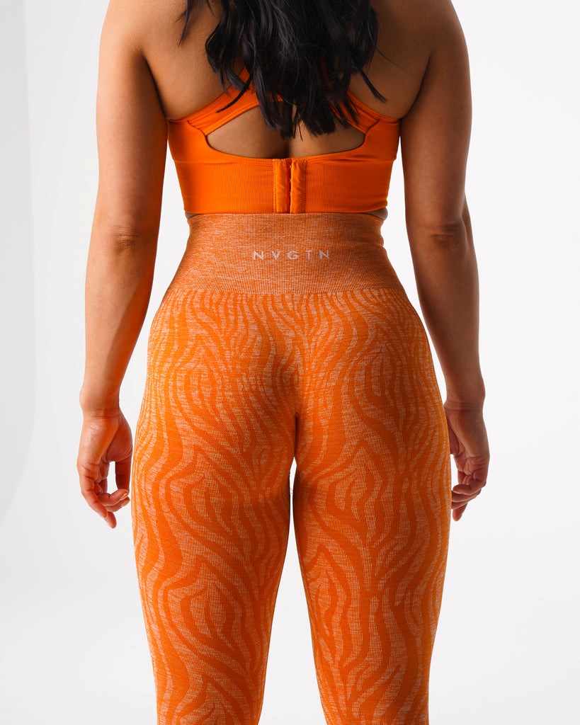 NVGTN Zebra Seamless Leggings Orange  Leggings Femme | FIA-3748991