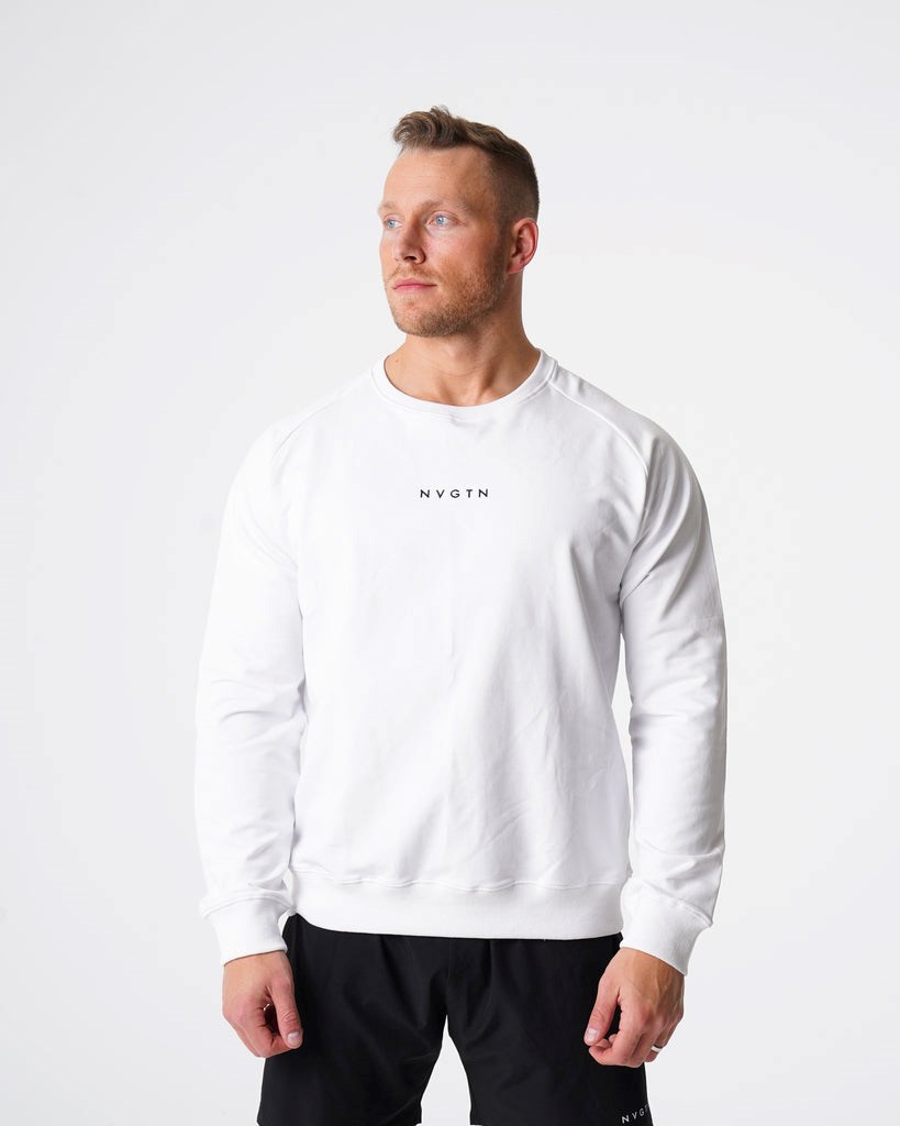 NVGTN Crew Neck Sweatshirt Blanche  Sweatshirt Homme | EHE-8610034