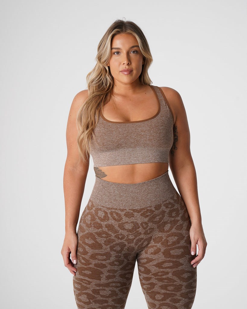 NVGTN Leopard Eclipse Seamless Bra Mocha  Hauts Femme | EBT-0529626