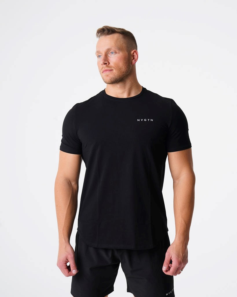 NVGTN Pulse Fitted Tee Noir  T Shirts Homme | SHL-2239922