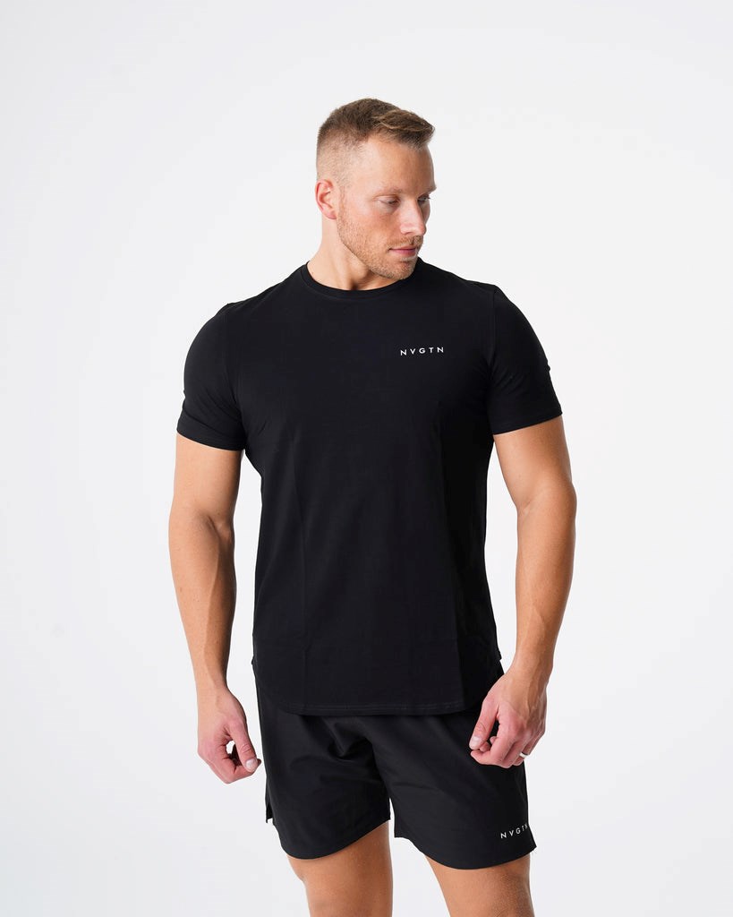 NVGTN Pulse Fitted Tee Noir  T Shirts Homme | SHL-2239922