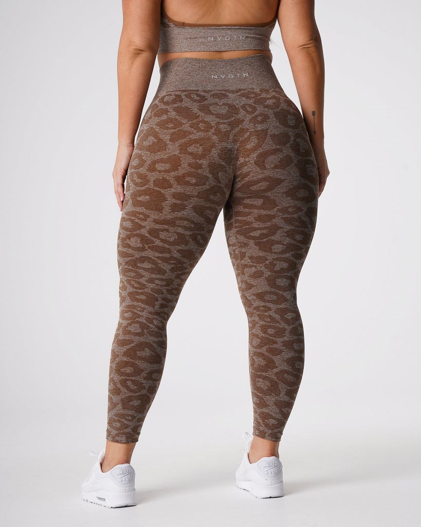 NVGTN Leopard Seamless Leggings Mocha  Leggings Femme | CYT-6848067