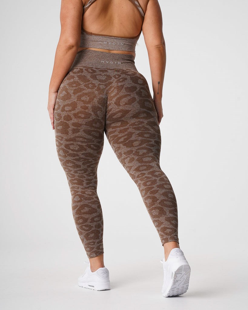 NVGTN Leopard Seamless Leggings Mocha  Leggings Femme | CYT-6848067