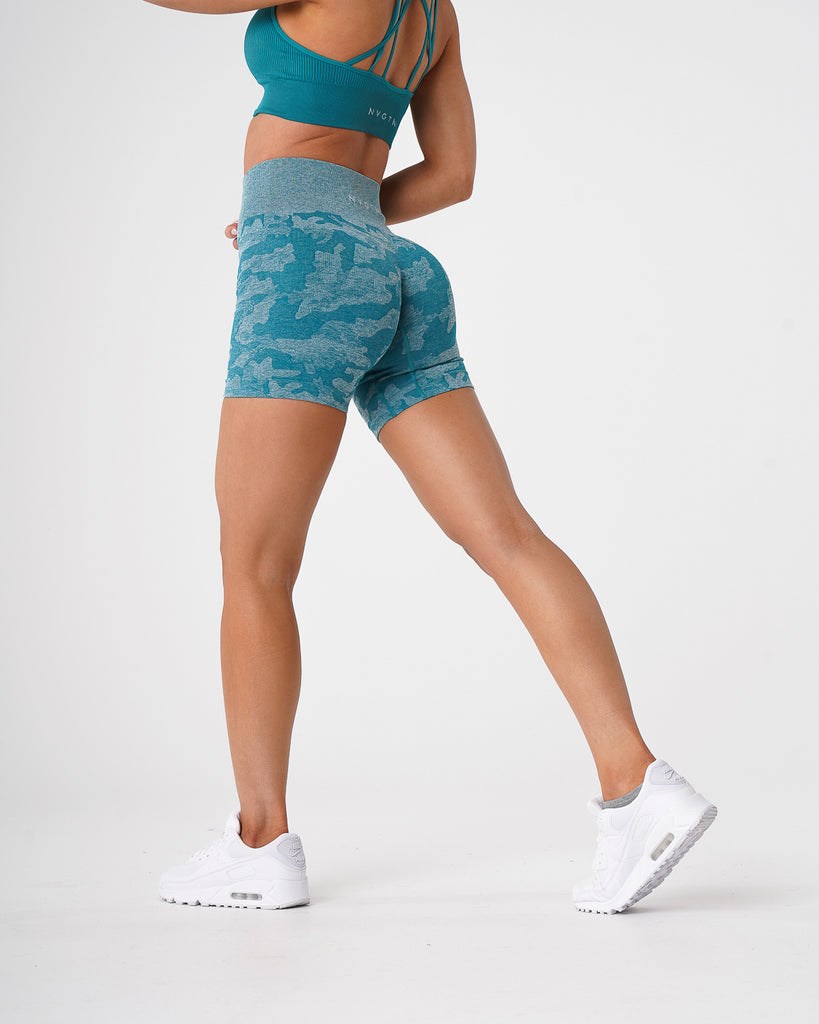 NVGTN Camo Seamless Shorts Teal  Shorts Femme | OCY-3443244