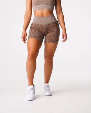 NVGTN Snakeskin Seamless Shorts Mocha  Shorts Femme | BCH-1869905