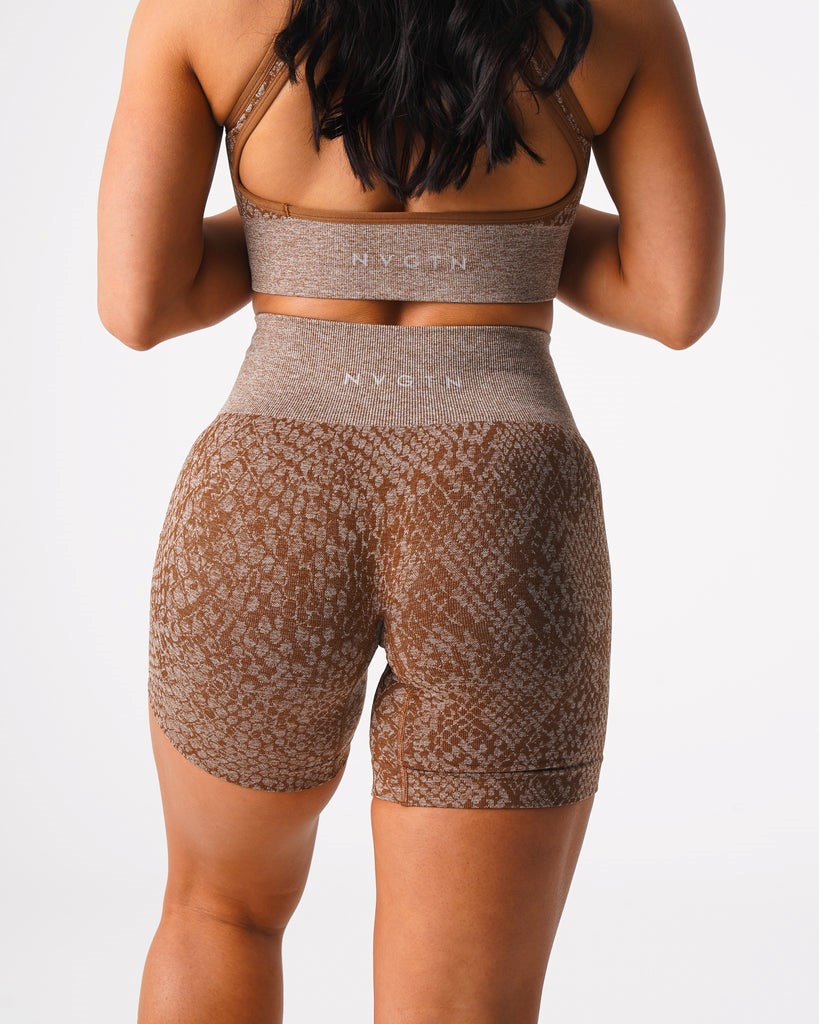 NVGTN Snakeskin Seamless Shorts Mocha  Shorts Femme | BCH-1869905