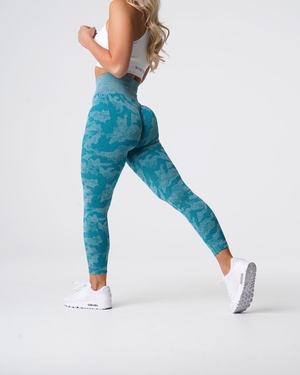 NVGTN Camo Seamless Leggings Teal  Leggings Femme | GOY-2979042