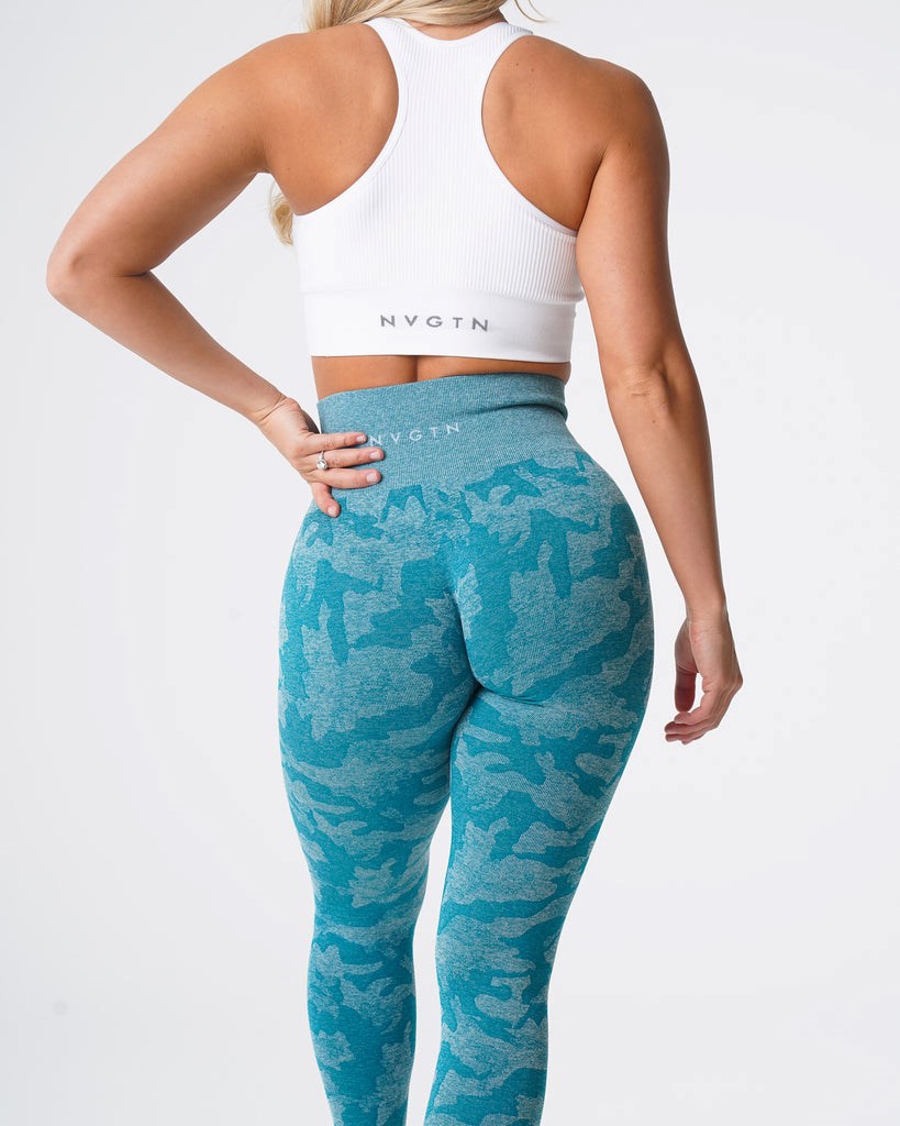 NVGTN Camo Seamless Leggings Teal  Leggings Femme | GOY-2979042