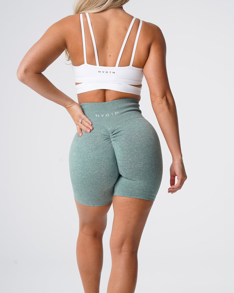 NVGTN Scrunch Seamless Shorts Vert  Shorts Femme | JPO-8983802