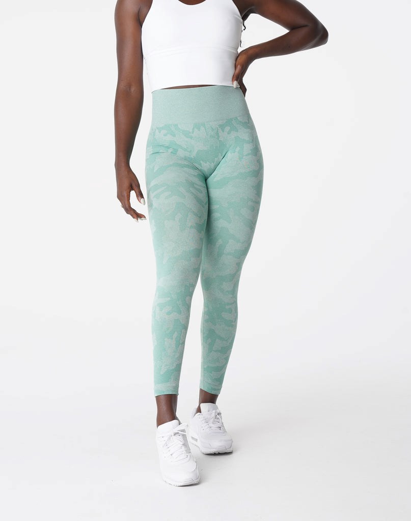 NVGTN Camo Seamless Leggings Vert  Leggings Femme | MDK-8387215