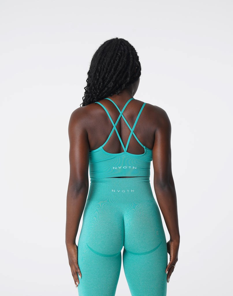 NVGTN Flourish Seamless Bra Turquoise  Soutien Gorge Sport Femme | OZT-0701600