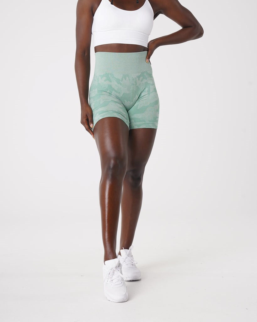 NVGTN Camo Seamless Shorts Vert  Shorts Femme | UTI-3385224