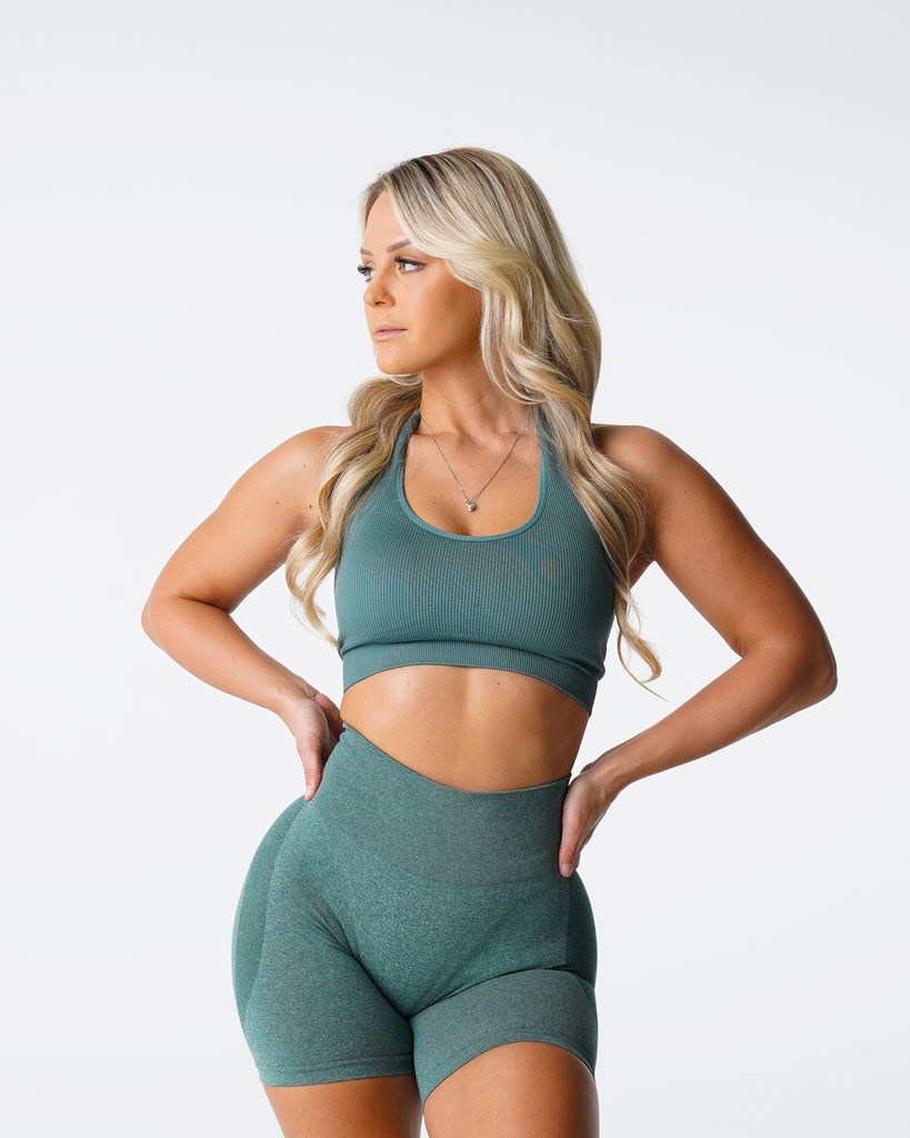 NVGTN Limitless Nervuré Seamless Halter Bra Vert  Hauts Femme | KUW-9765743