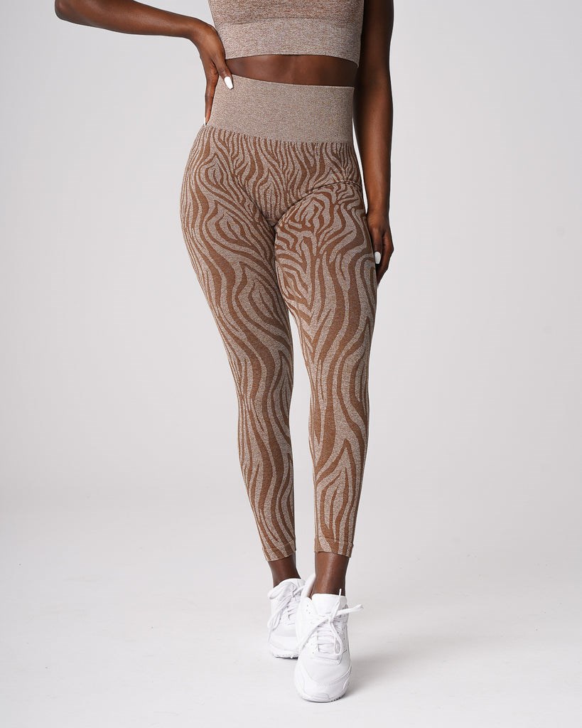 NVGTN Zebra Seamless Leggings Mocha  Leggings Femme | EXY-0046727