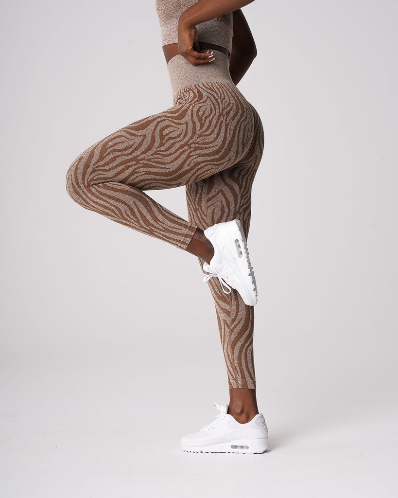 NVGTN Zebra Seamless Leggings Mocha  Leggings Femme | EXY-0046727