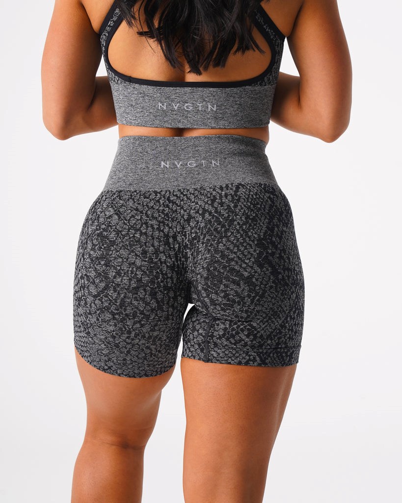 NVGTN Snakeskin Seamless Shorts Noir  Shorts Femme | NCX-5633048