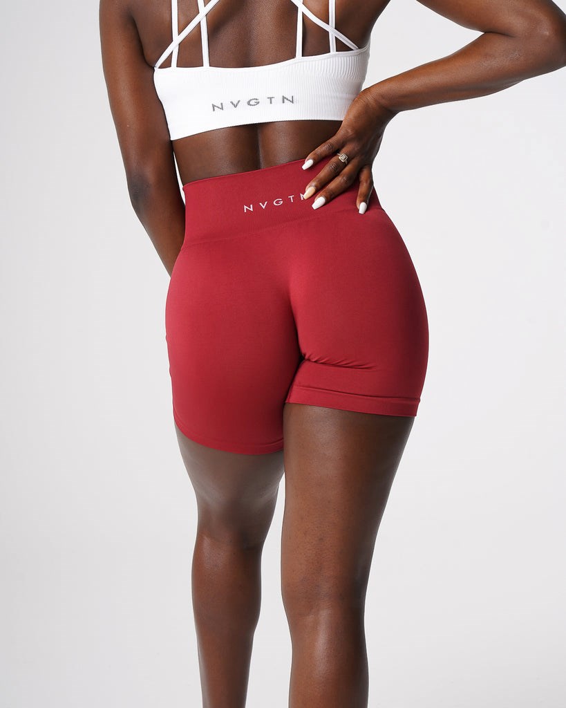 NVGTN Solid Seamless Shorts Carmine  Shorts Femme | IOU-5678666