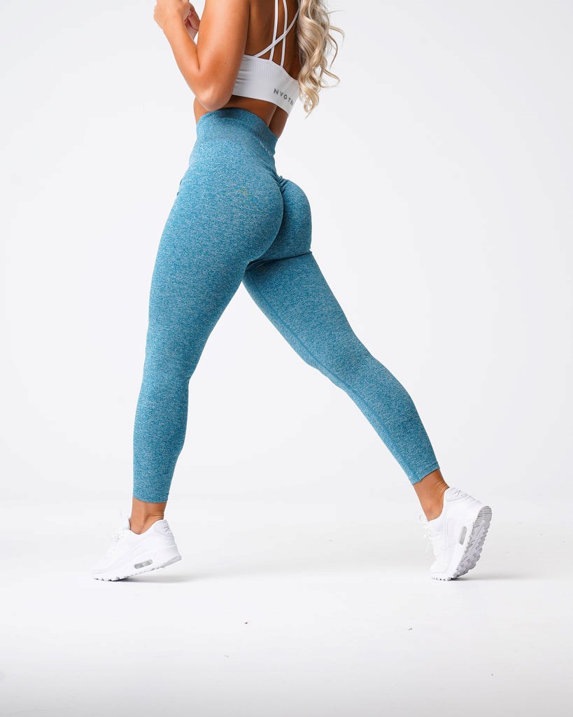 NVGTN Scrunch Seamless Leggings Teal  Leggings Femme | FHR-3650914