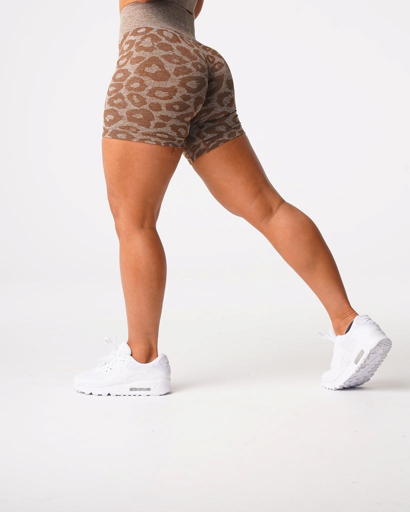 NVGTN Leopard Seamless Shorts Mocha  Shorts Femme | UXG-7089591