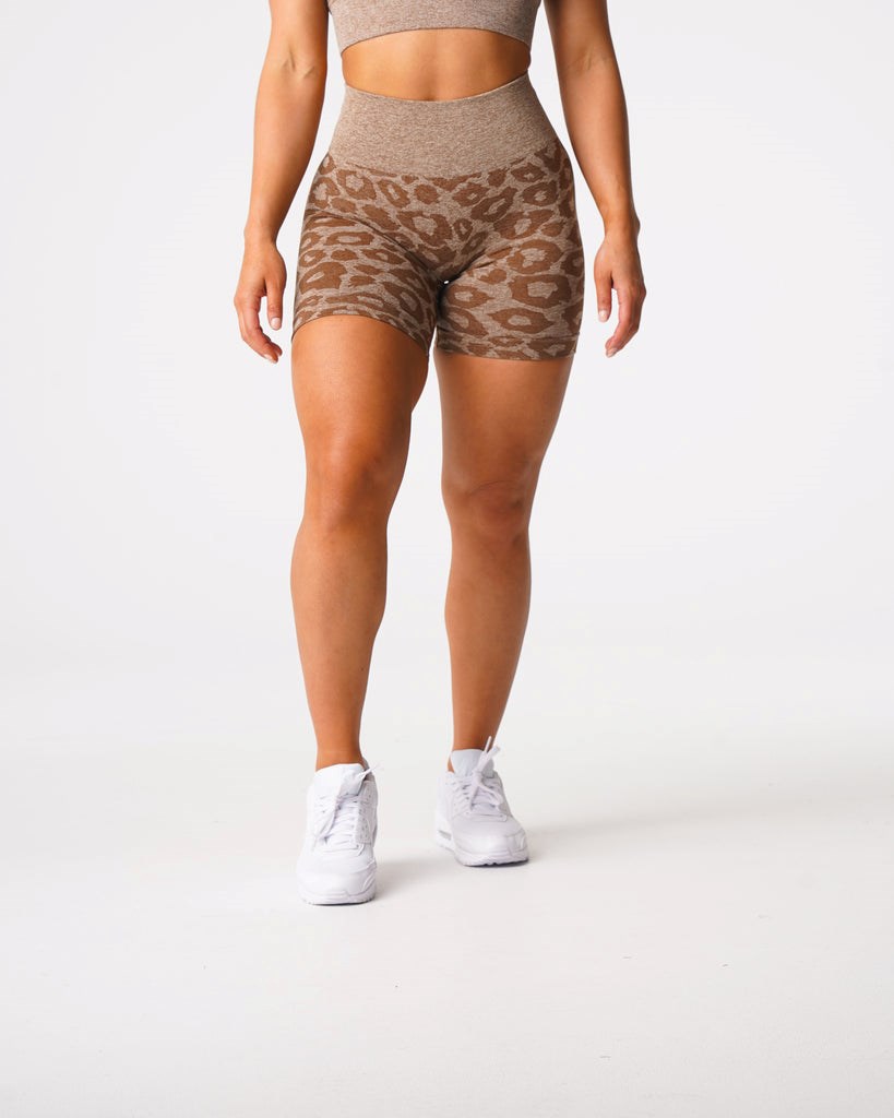 NVGTN Leopard Seamless Shorts Mocha  Shorts Femme | UXG-7089591