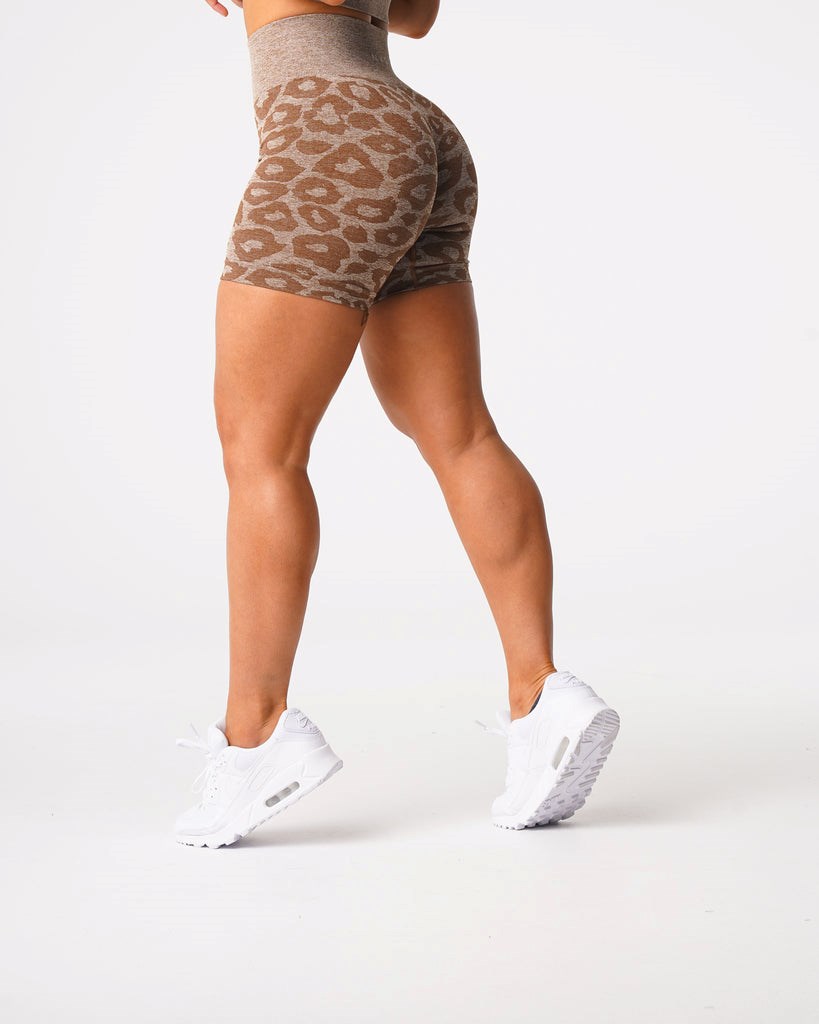 NVGTN Leopard Seamless Shorts Mocha  Shorts Femme | UXG-7089591